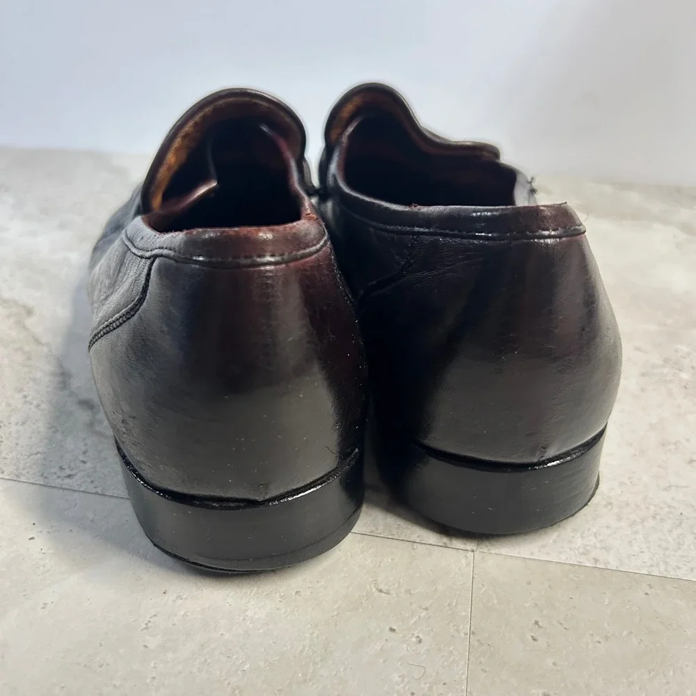 Allen Edmonds Penny Loafers Burgundy Leather Mens Size 7 D Moc Toe Dress Shoes